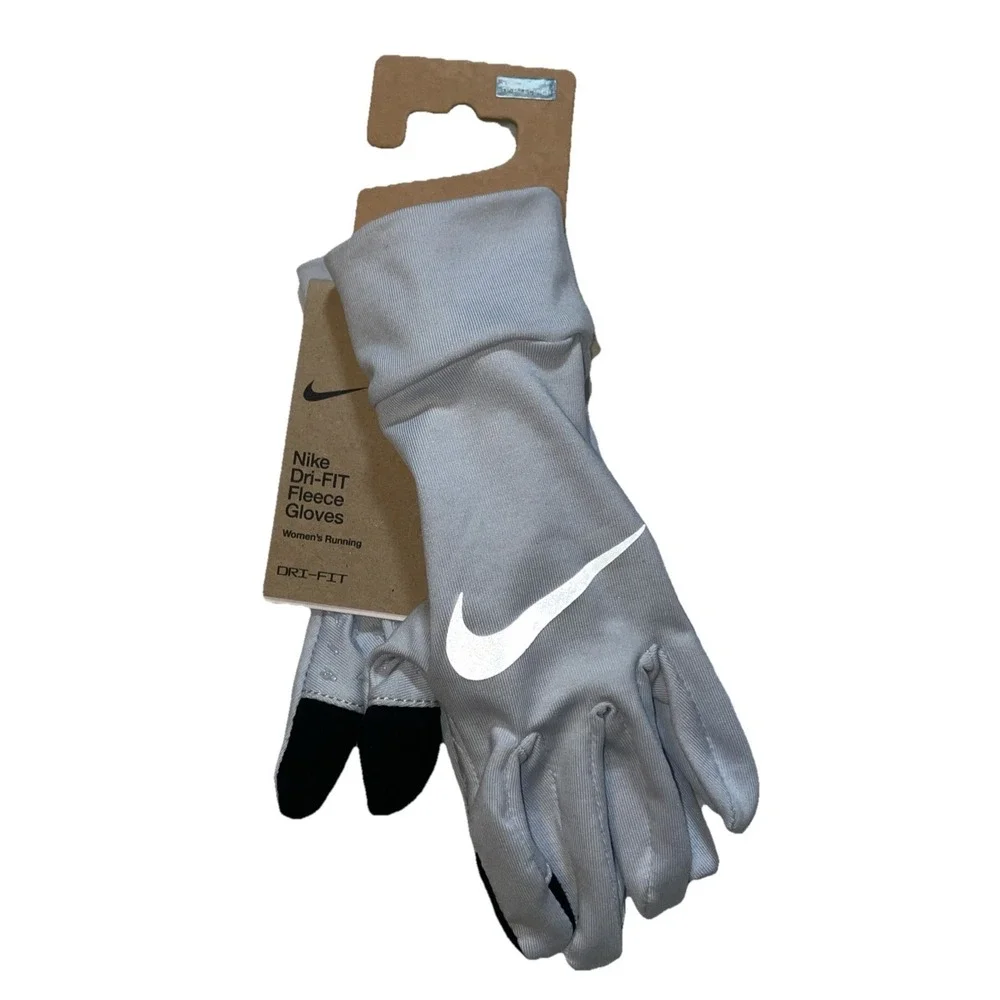 NWT Nike Dri-FIT Fleece Gloves Women's Running Touchscreen Compatible Gray XS/S